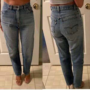 Vintage Levis White Tab Two Horse Jeans Stonewash Blue Faded Size 25 26